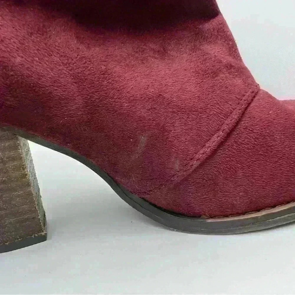 Cato Maroon Suede like Fabric Ankle Boots 
Size 7 - Picture 13 of 14